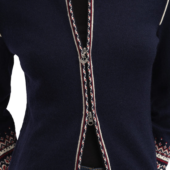 Dale Of Norway W 140TH ANNIVERSARY FEM JACKET Navy Redrose Offwhite XL - PeakStyle