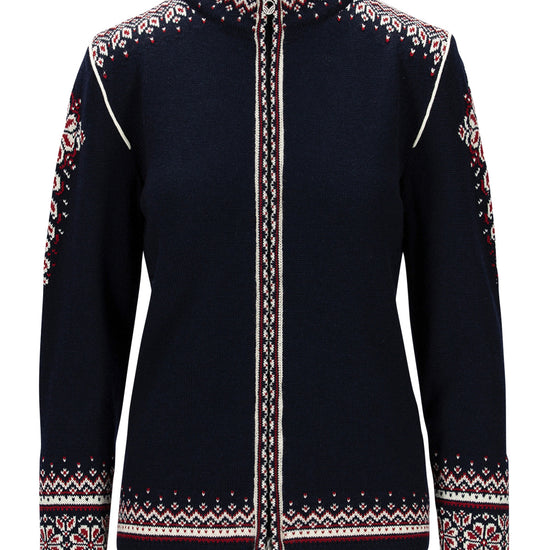 Dale Of Norway W 140TH ANNIVERSARY FEM JACKET Navy Redrose Offwhite XL - PeakStyle