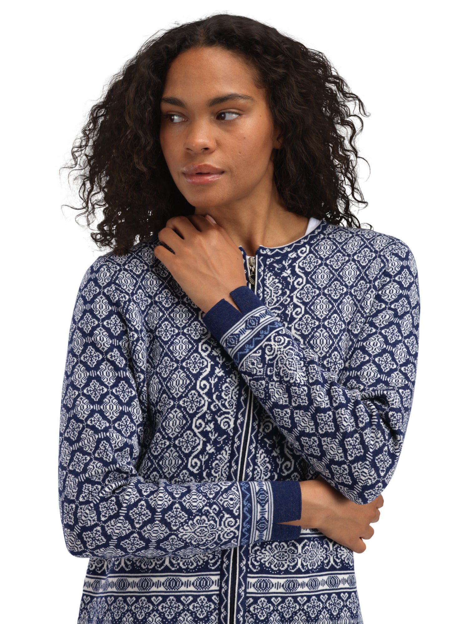 Dale Of Norway W INGEBORG FEM JACKET Electricstorm Offwhite Blue XL - PeakStyle