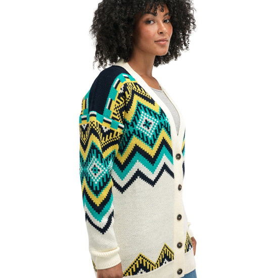 Dale Of Norway SKÅLA CARDIGAN Offwhite Marine Peacock XL - PeakStyle