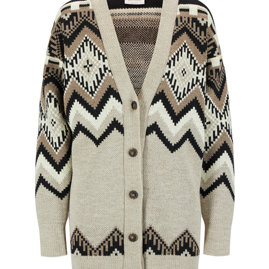 Dale Of Norway SKÅLA CARDIGAN Sand Black Offwhite XXL - PeakStyle