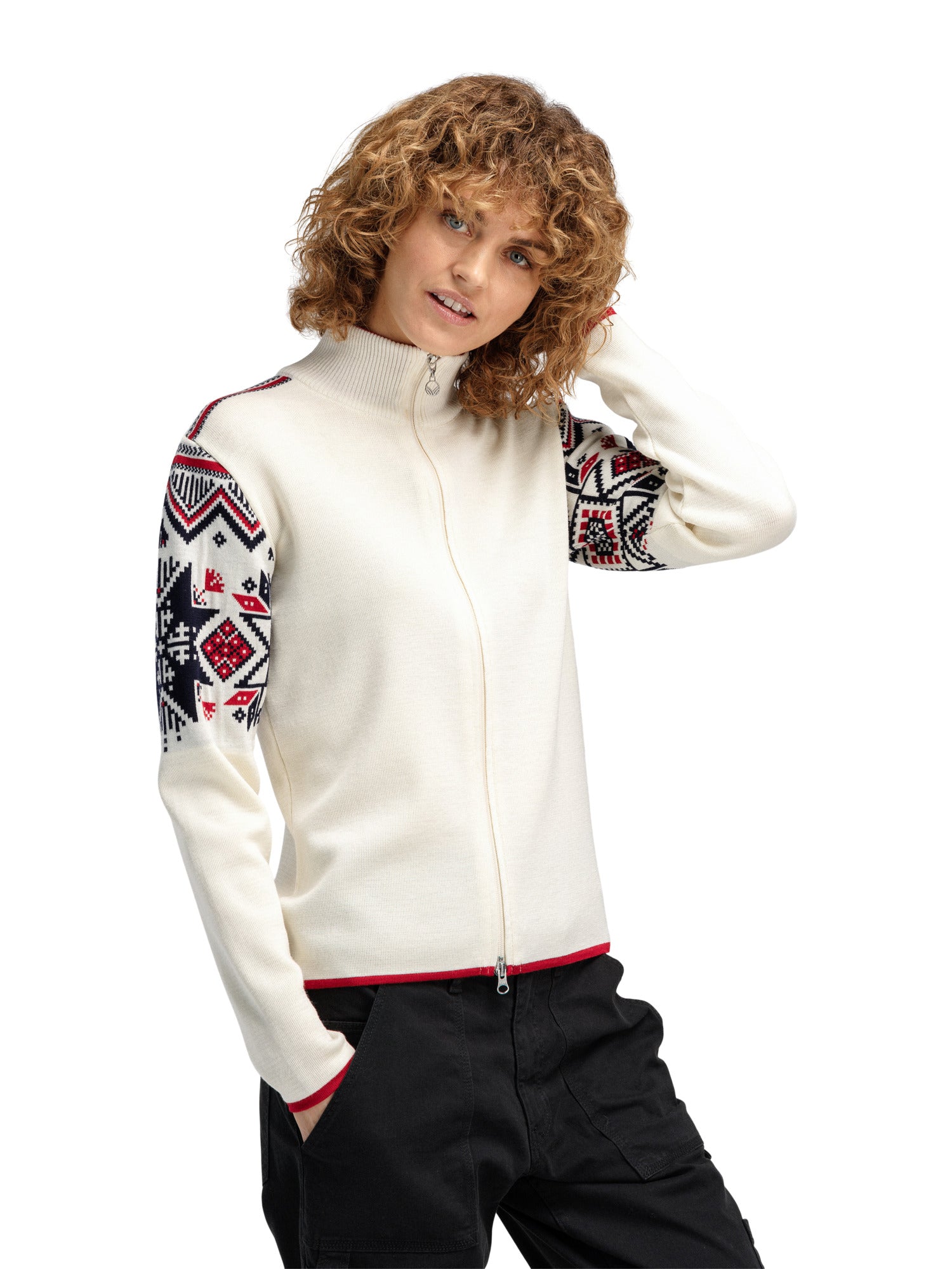Dale Of Norway VARBERG FEM JACKET Offwhite Marine Raspberry S - PeakStyle