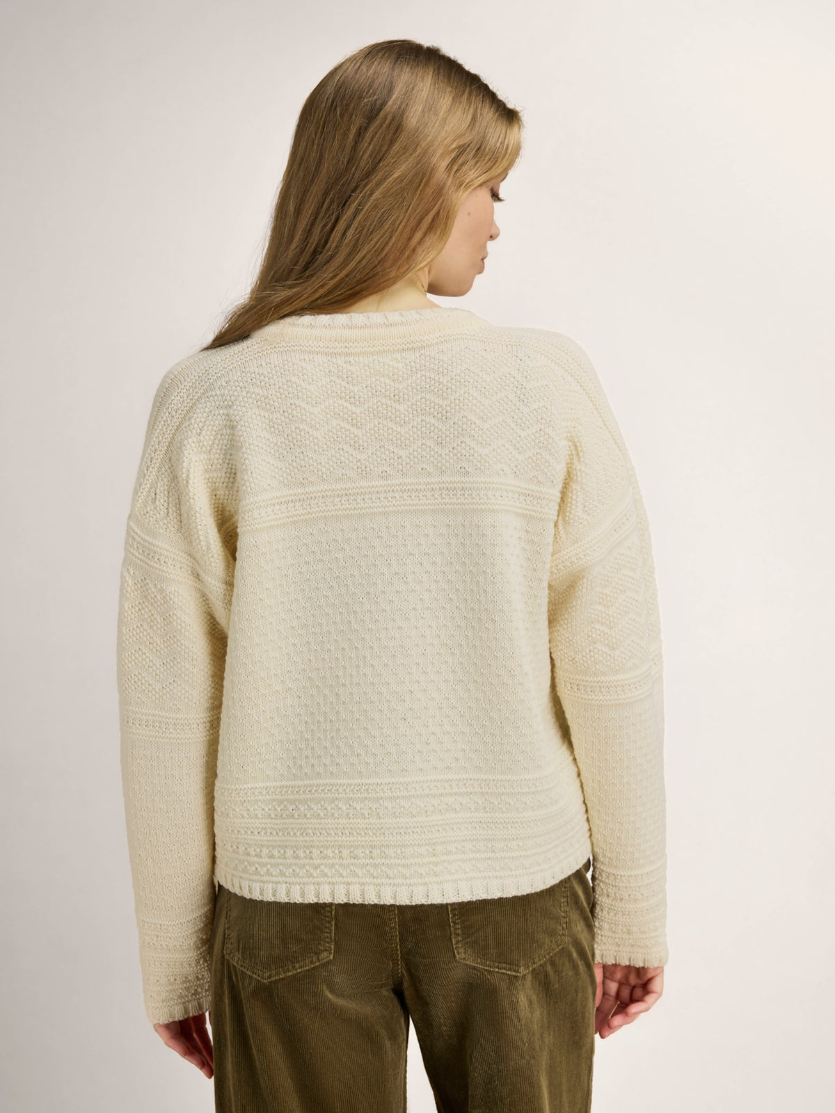 Dale Of Norway LUSA Wollstrickjacke Damen Offwhite – Studio Rückansicht