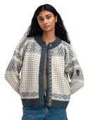 Dale Of Norway W HANNAH FEM. CARDIGAN Offwhite Steel Lightcharcoal XL - PeakStyle