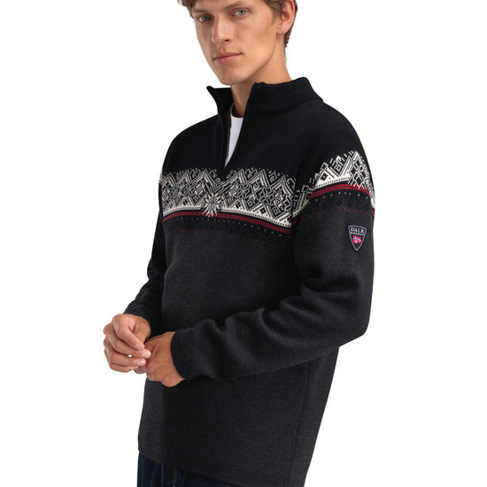 Dale Of Norway M MORITZ MASC SWEATER Darkcharcoal Raspberry Black 3XL - PeakStyle