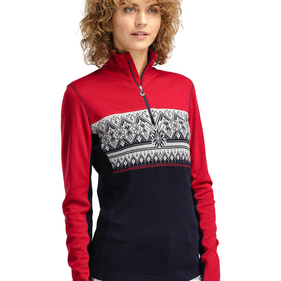 Dale Of Norway W MORITZ FEM BASIC SWEATER Raspberry Navy Offwhite S - PeakStyle