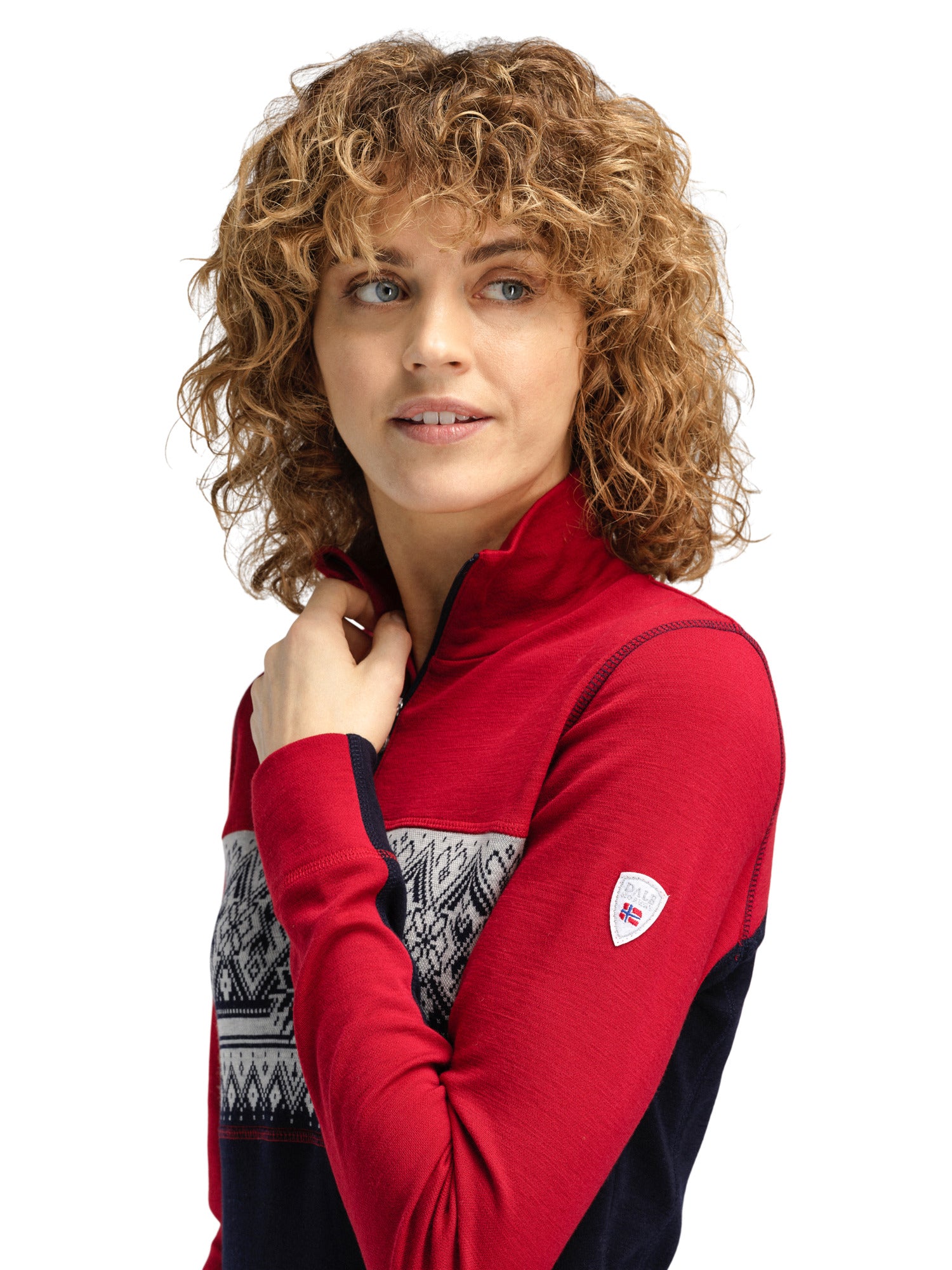 Dale Of Norway W MORITZ FEM BASIC SWEATER Raspberry Navy Offwhite S - PeakStyle