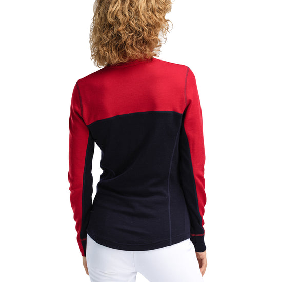 Dale Of Norway W MORITZ FEM BASIC SWEATER Raspberry Navy Offwhite S - PeakStyle