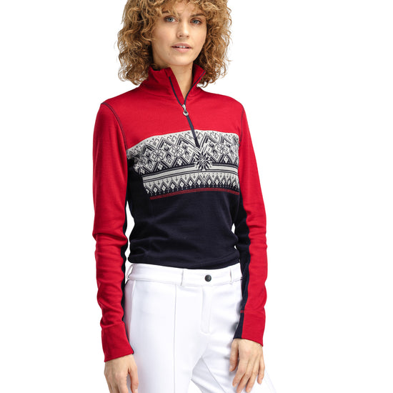 Dale Of Norway W MORITZ FEM BASIC SWEATER Raspberry Navy Offwhite S - PeakStyle