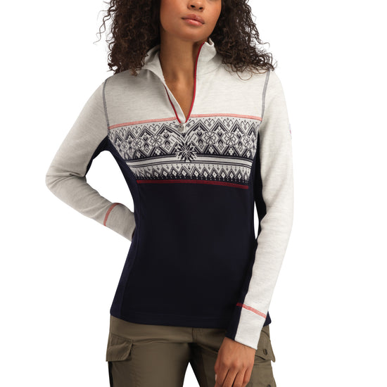 Dale Of Norway W MORITZ FEM BASIC SWEATER Navy White Raspberry XL - PeakStyle