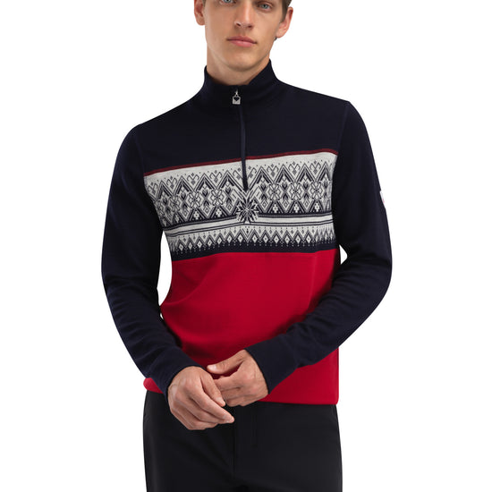 Dale Of Norway M MORITZ MASC BASIC SWEATER Raspberry Navy Offwhite XXL - PeakStyle