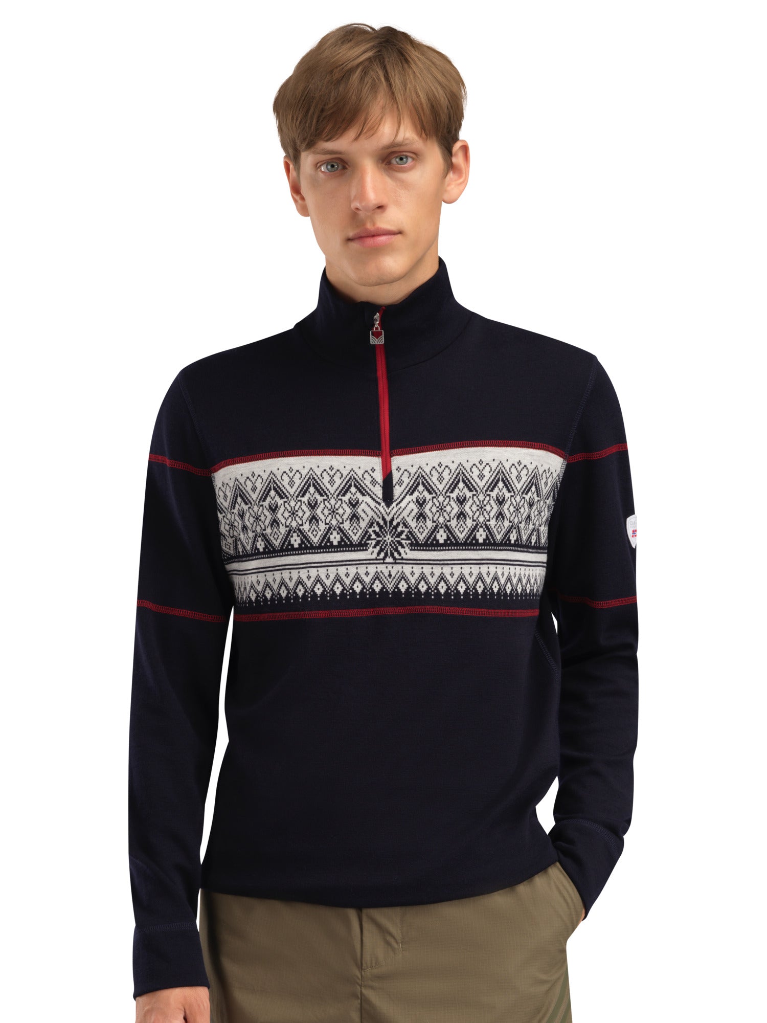 Dale Of Norway M MORITZ MASC BASIC SWEATER Navy White Raspberry XXL - PeakStyle