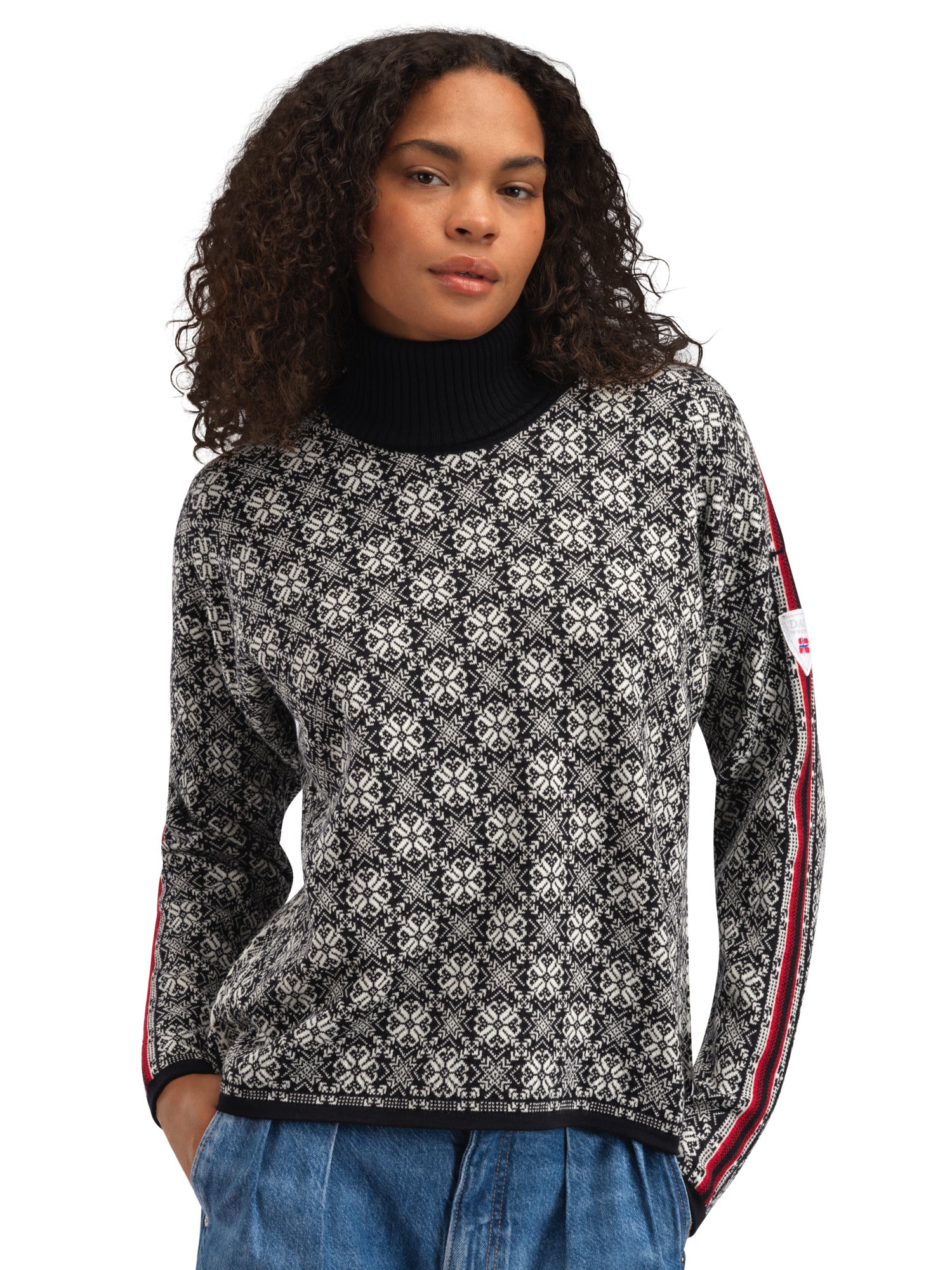 Dale Of Norway W FIRDA FEM SWEATER Black Offwhite XL - PeakStyle