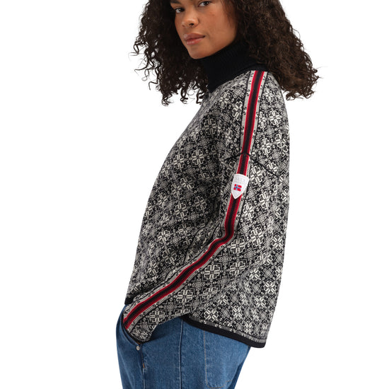 Dale Of Norway W FIRDA FEM SWEATER Black Offwhite XL - PeakStyle