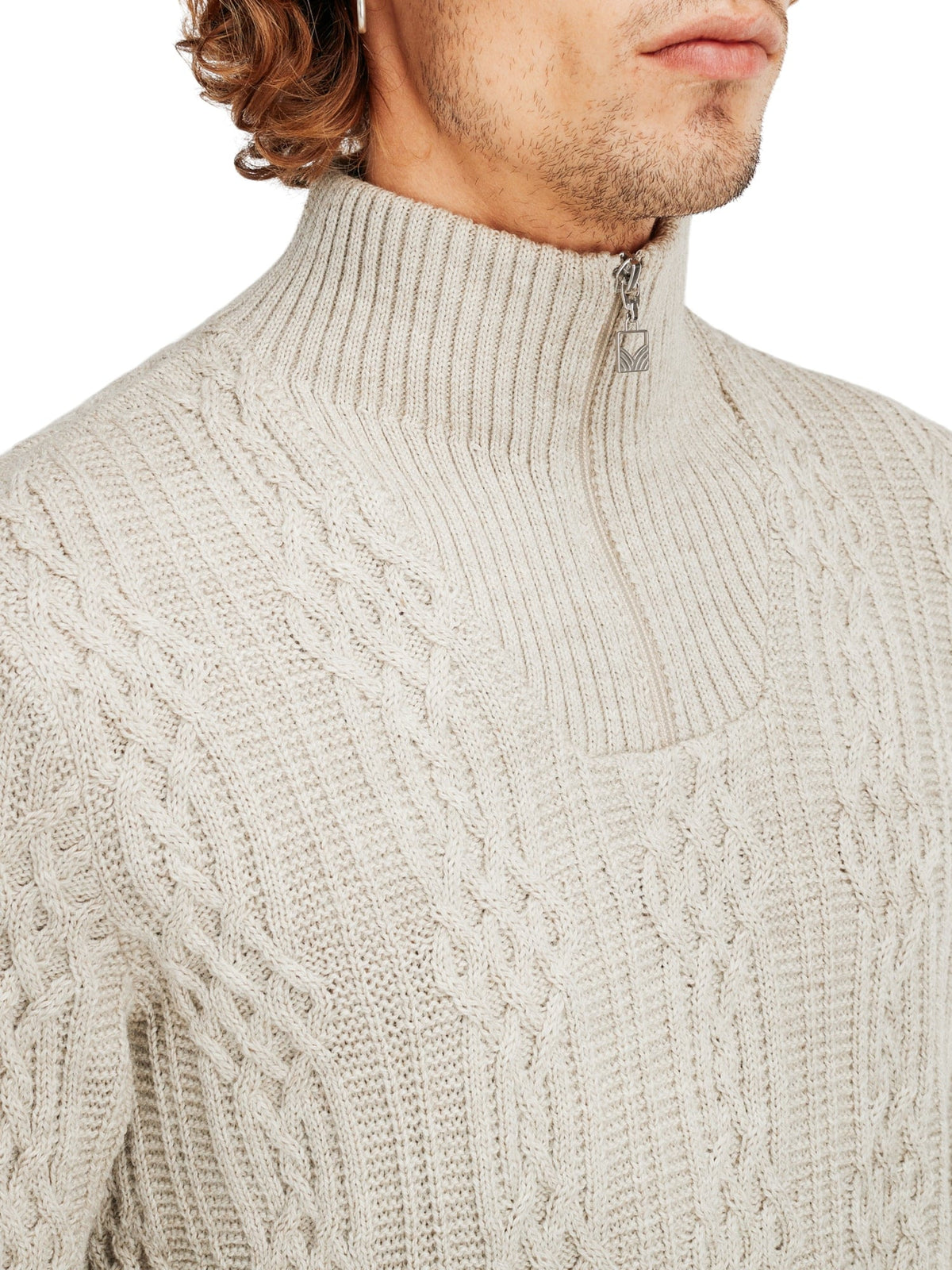 Dale of Norway Hoven Herren Wollpullover Sand – Detailansicht