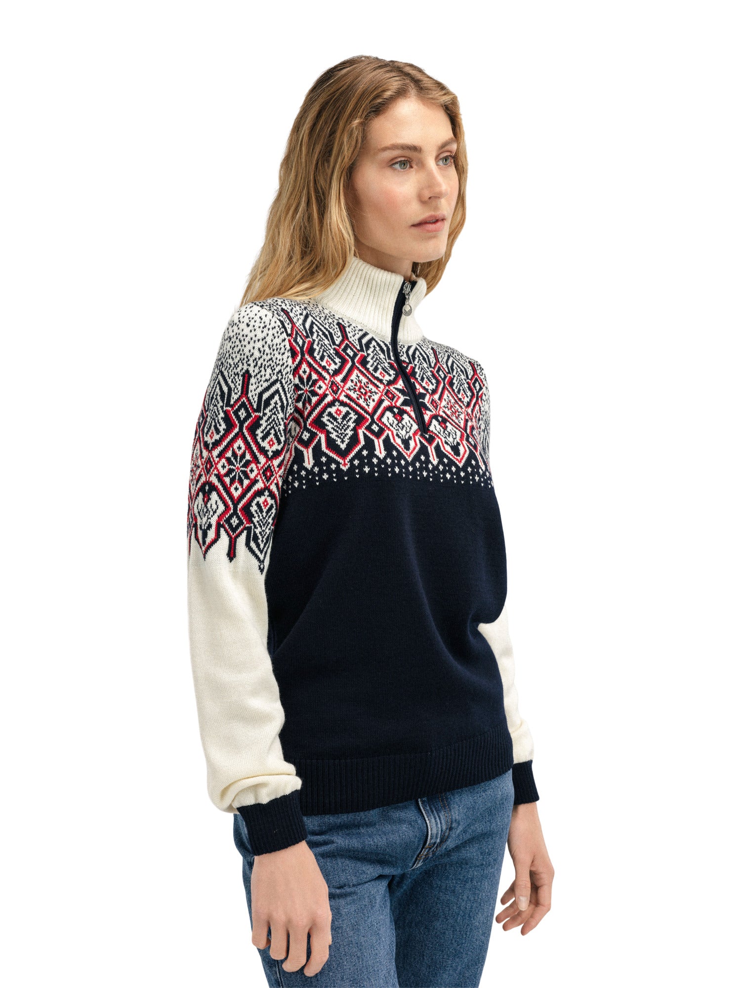 Dale Of Norway WINTERLAND FEM SWEATER Navy Offwhite Raspberry S - PeakStyle