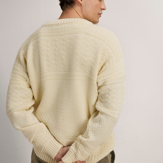 Dale Of Norway LUSA Wollpullover Herren Offwhite – Studio Rückansicht