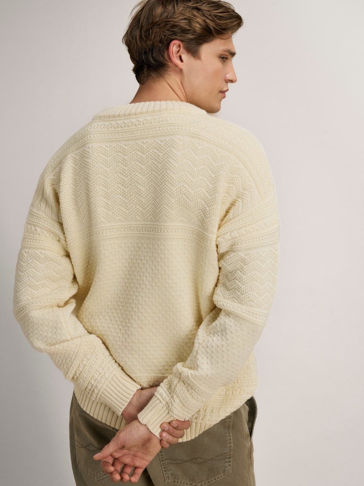 Dale Of Norway LUSA Wollpullover Herren Offwhite – Studio Rückansicht