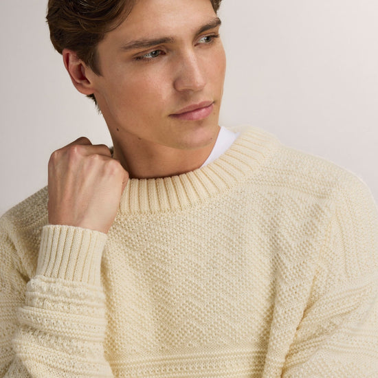 Dale Of Norway LUSA Wollpullover Herren Offwhite – Detail Portrait