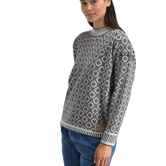 Dale Of Norway LANGØY Merino-Pullover Damen Marine - Offwhite Studio Vorderansicht