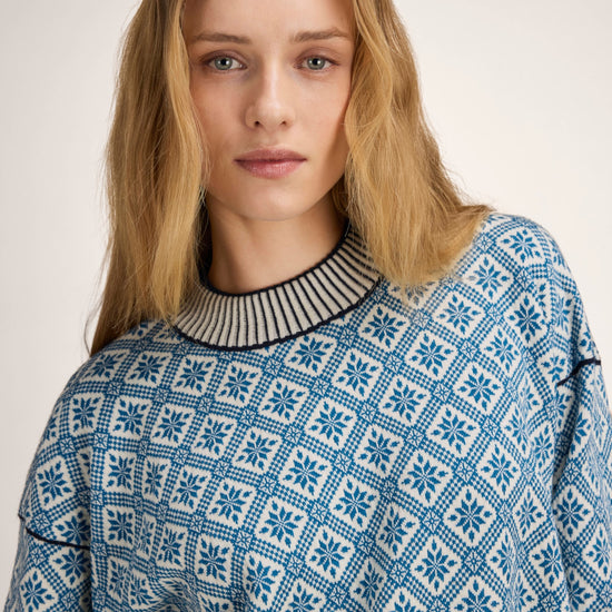 Dale Of Norway LANGØY Merino-Pullover Damen Arctic Blue - Offwhite Detail