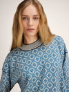Dale Of Norway LANGØY Merino-Pullover Damen Arctic Blue - Offwhite Detail