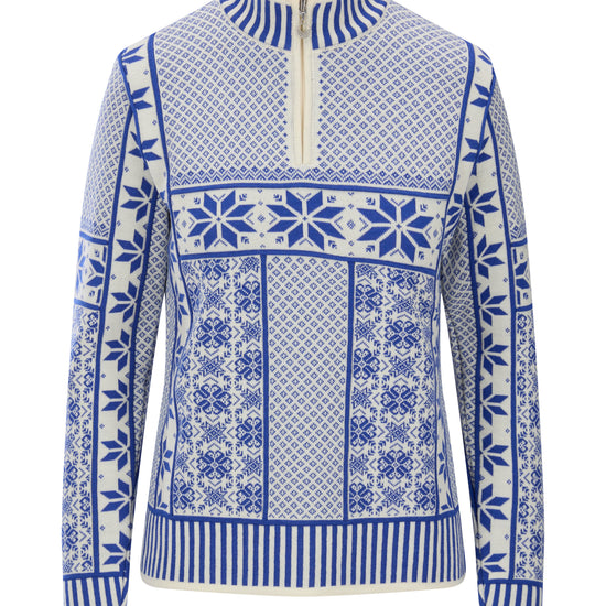 Dale Of Norway VARDÅSEN Damen – Offwhite - Ultramarine – Packshot – 96361_A00_Vardaasen_fem_sweater