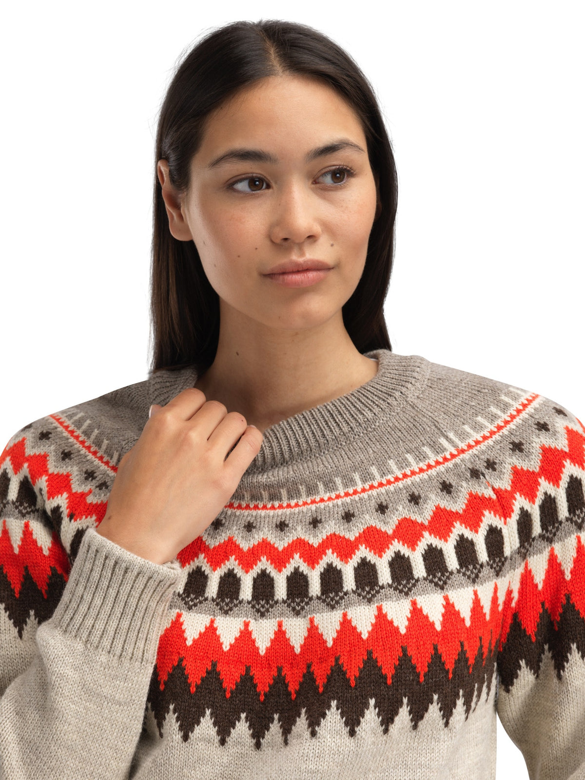 Dale Of Norway LOSNA Wollpullover Damen – Birch Melange - Coffee