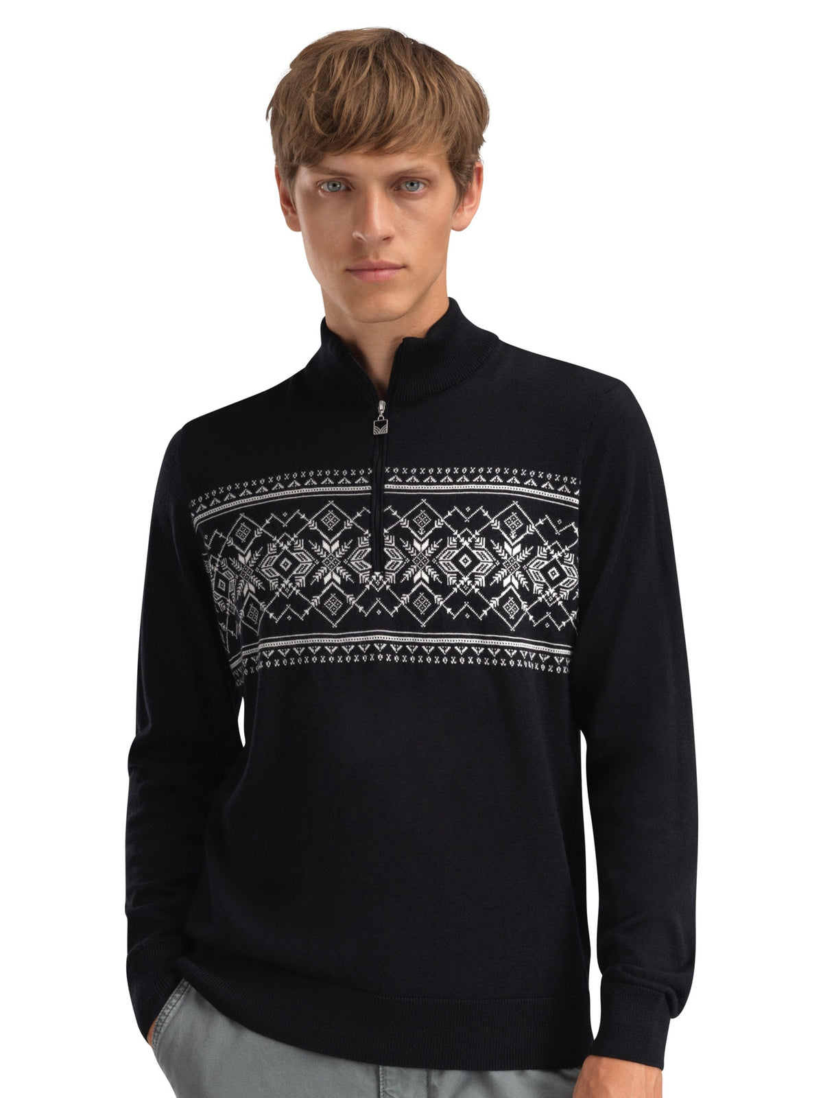 Dale Of Norway LIASET Merino-Pullover Herren – Black - Offwhite