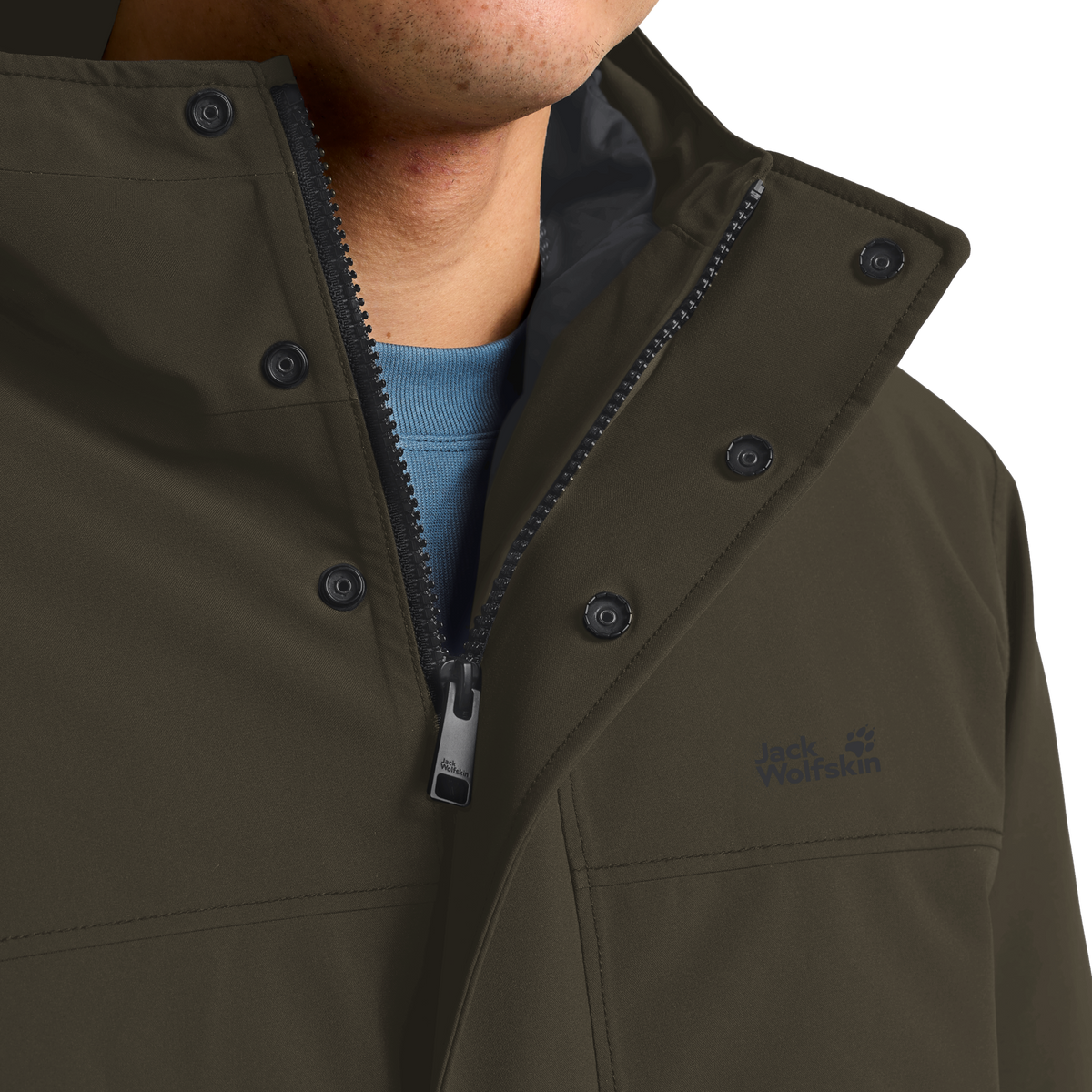 Jack Wolfskin COLD CAMP COAT Herren in Obsidian Moss – Materialdetail