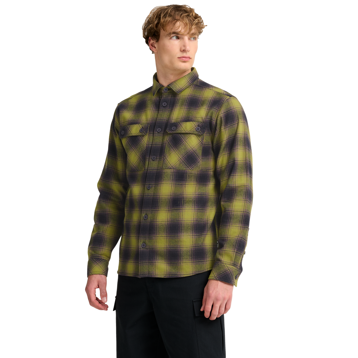 Jack Wolfskin BAJA FLANNEL SHIRT M Check Dark Navy / Sheer Plum – Studio Vorderseite