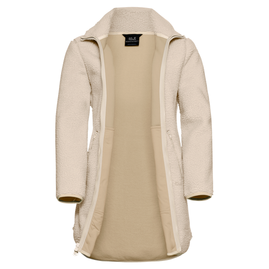 Jack Wolfskin HIGH CURL COAT W Fleece-Mantel Damen – Oyster – Packshot Rückansicht