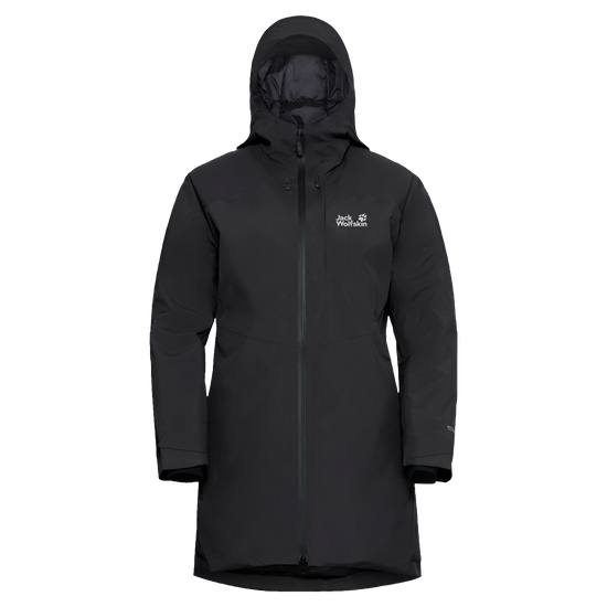 Jack Wolfskin ICECAPE 2L DOWN INS Damen-Daunenjacke Black – Packshot Vorderansicht