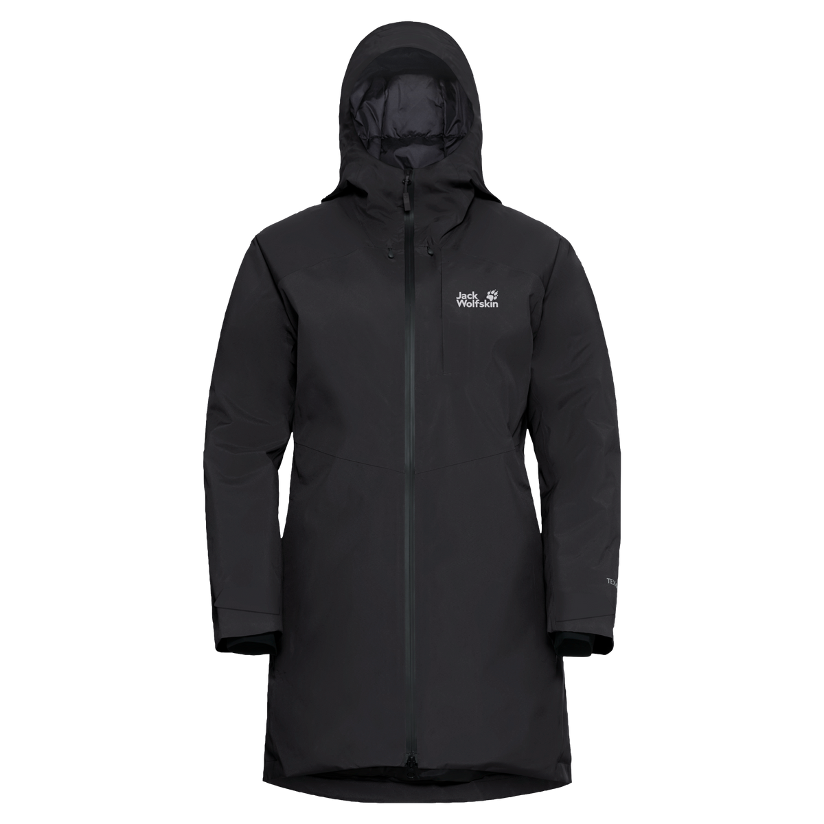 Jack Wolfskin ICECAPE 2L DOWN INS Damen-Daunenjacke Black – Packshot Vorderansicht