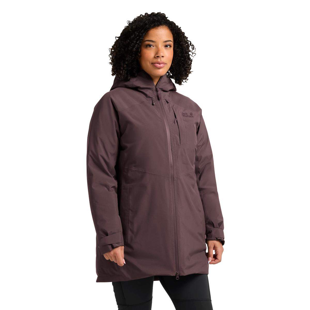 Jack Wolfskin ICECAPE 2L DOWN INS Damen-Daunenjacke Sheer Plum – Studioansicht vorn