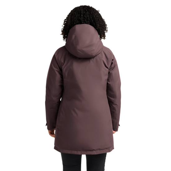 Jack Wolfskin ICECAPE 2L DOWN INS Damen-Daunenjacke Sheer Plum – Studioansicht hinten