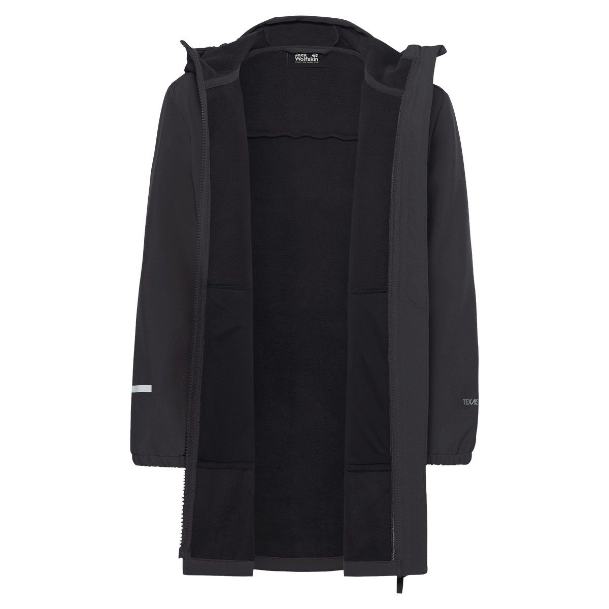 Jack Wolfskin FOURWINDS COAT K Kinder Softshellmantel – Black – Rückansicht