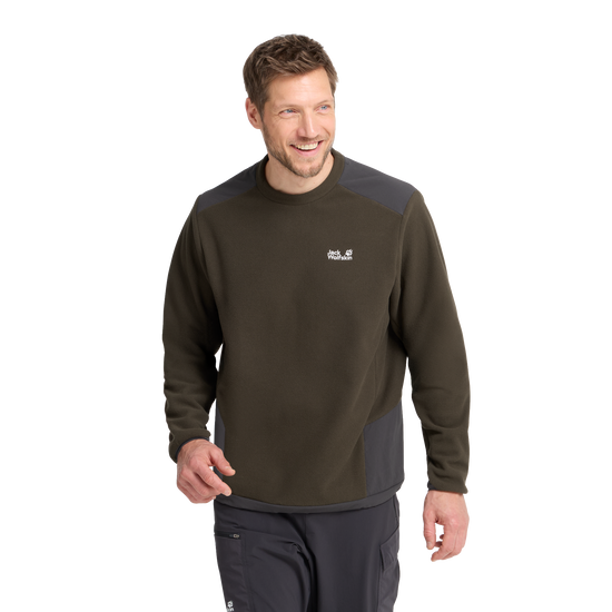 Jack Wolfskin COLD RIDGE CREWNECK M Obsidian Moss Studio vorne