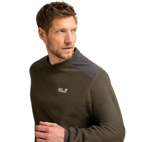 Jack Wolfskin COLD RIDGE CREWNECK M Obsidian Moss Detail 1