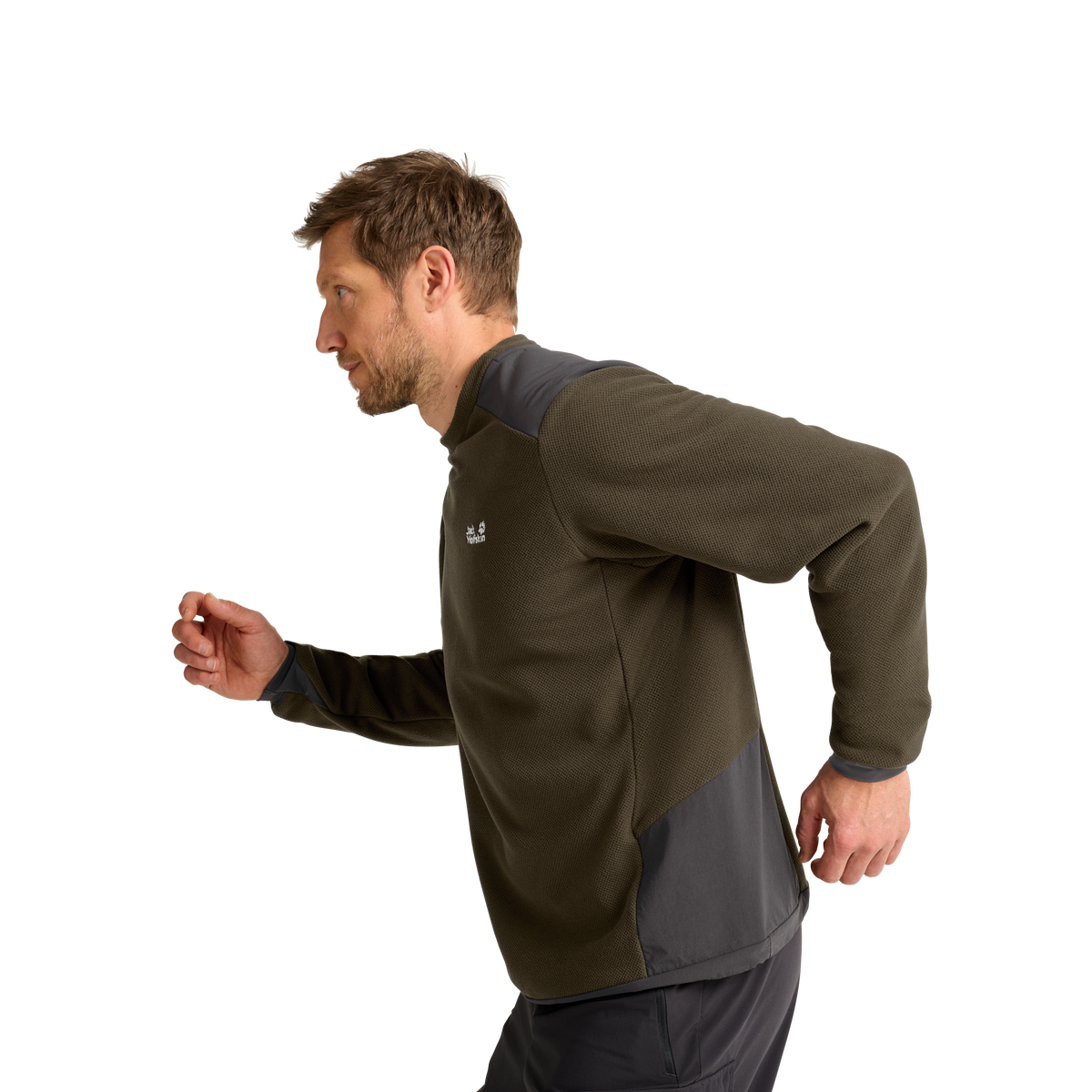 Jack Wolfskin COLD RIDGE CREWNECK M Obsidian Moss Detail 3