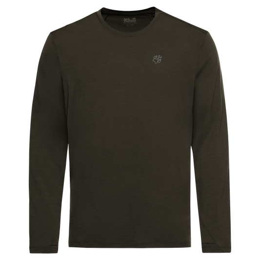 Jack Wolfskin WOOL LS M Herren Langarmshirt – Obsidian Moss – 9-a100