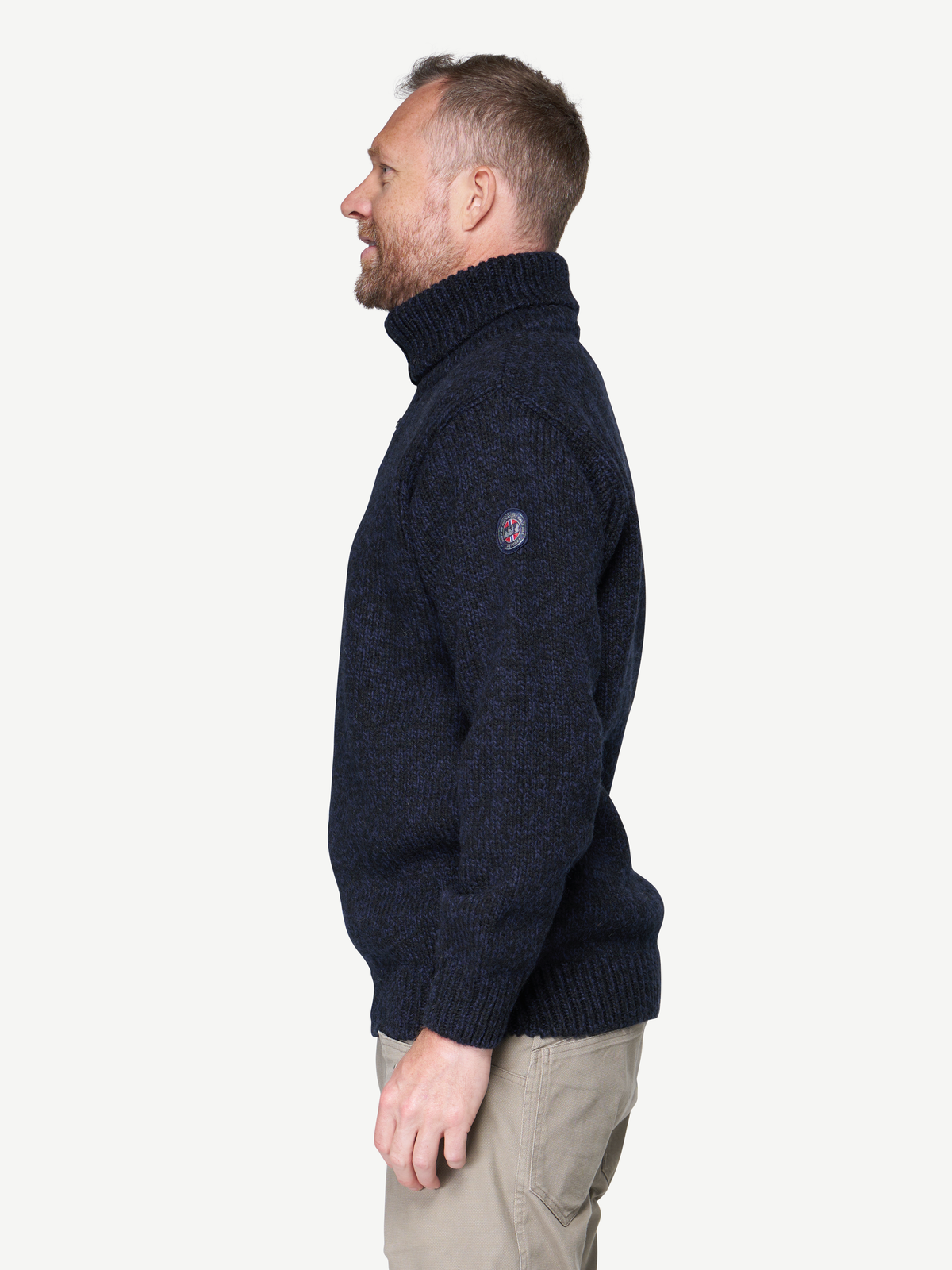 Devold NANSEN Zip-Wollpullover Unisex – DARK BLUE MELANGE – Studioansicht