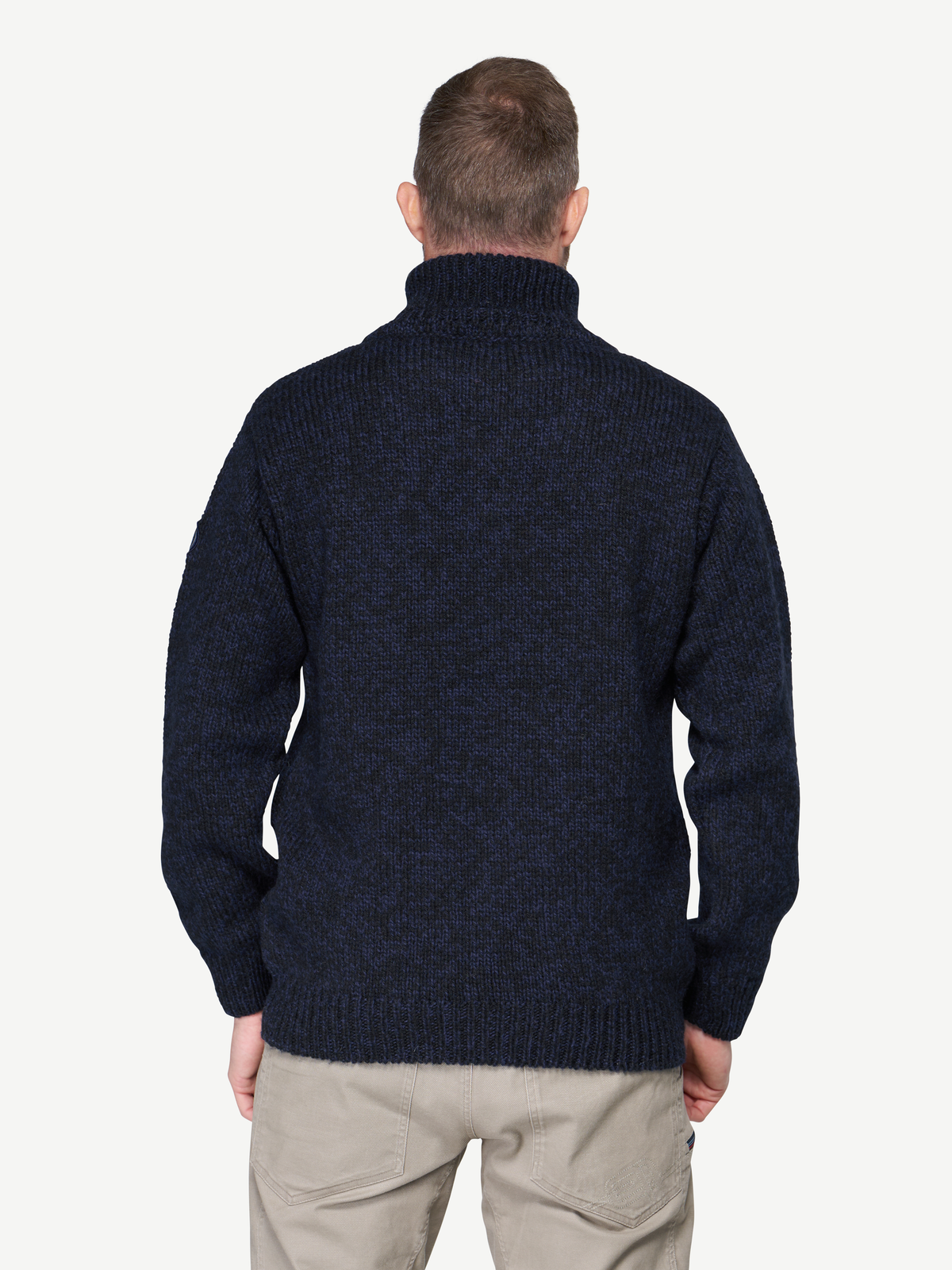 Devold NANSEN Zip-Wollpullover Unisex – DARK BLUE MELANGE – Studioansicht