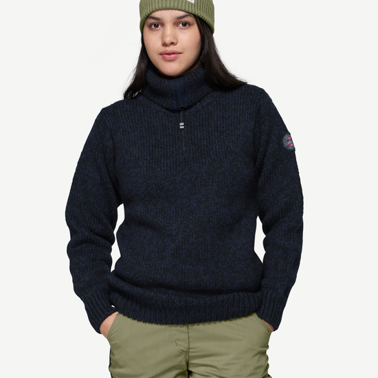 Devold NANSEN Zip-Wollpullover Unisex – DARK BLUE MELANGE – Studioansicht