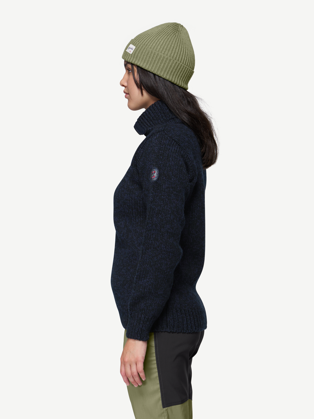 Devold NANSEN Zip-Wollpullover Unisex – DARK BLUE MELANGE – Studioansicht