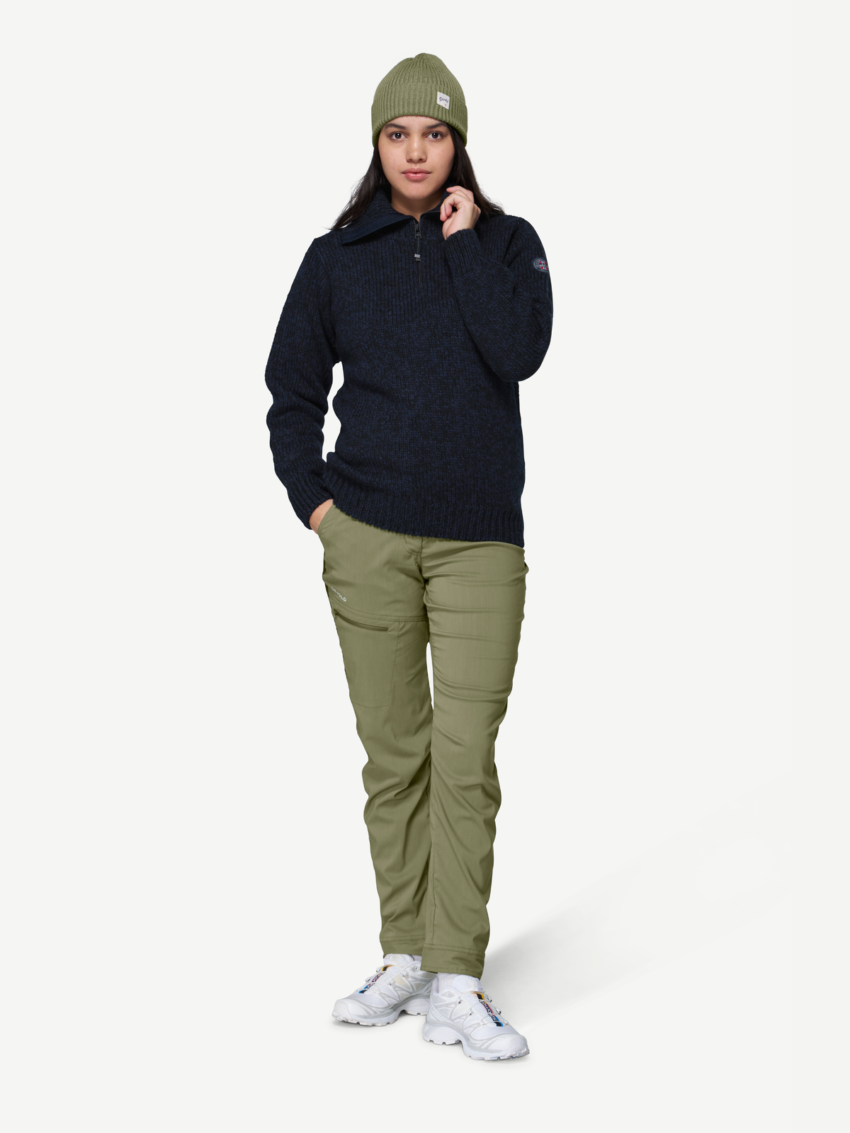 Devold NANSEN Zip-Wollpullover Unisex – DARK BLUE MELANGE – Studioansicht