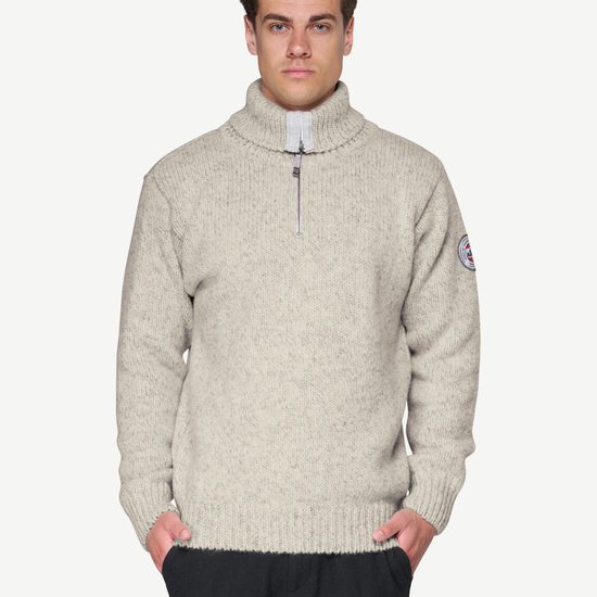 Devold NANSEN Zip-Wollpullover Unisex – GREY MELANGE – Studioansicht