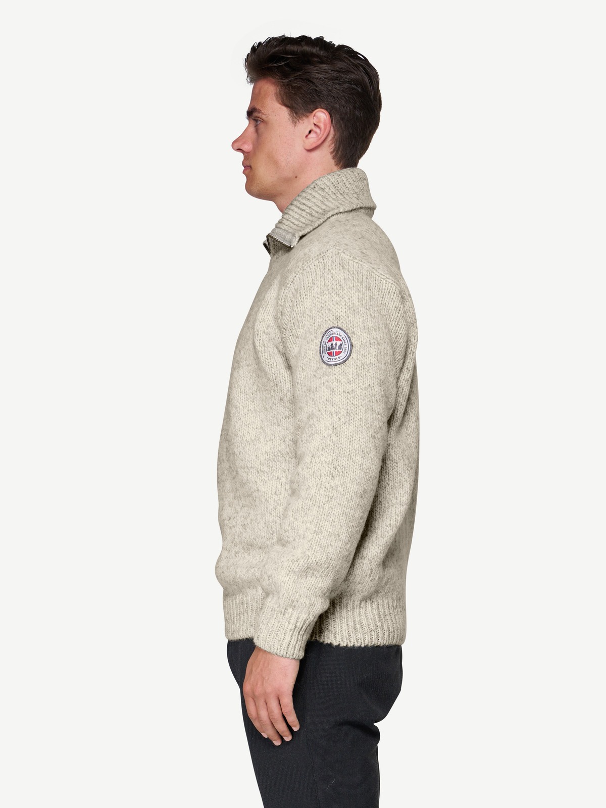 Devold NANSEN Zip-Wollpullover Unisex – GREY MELANGE – Studioansicht