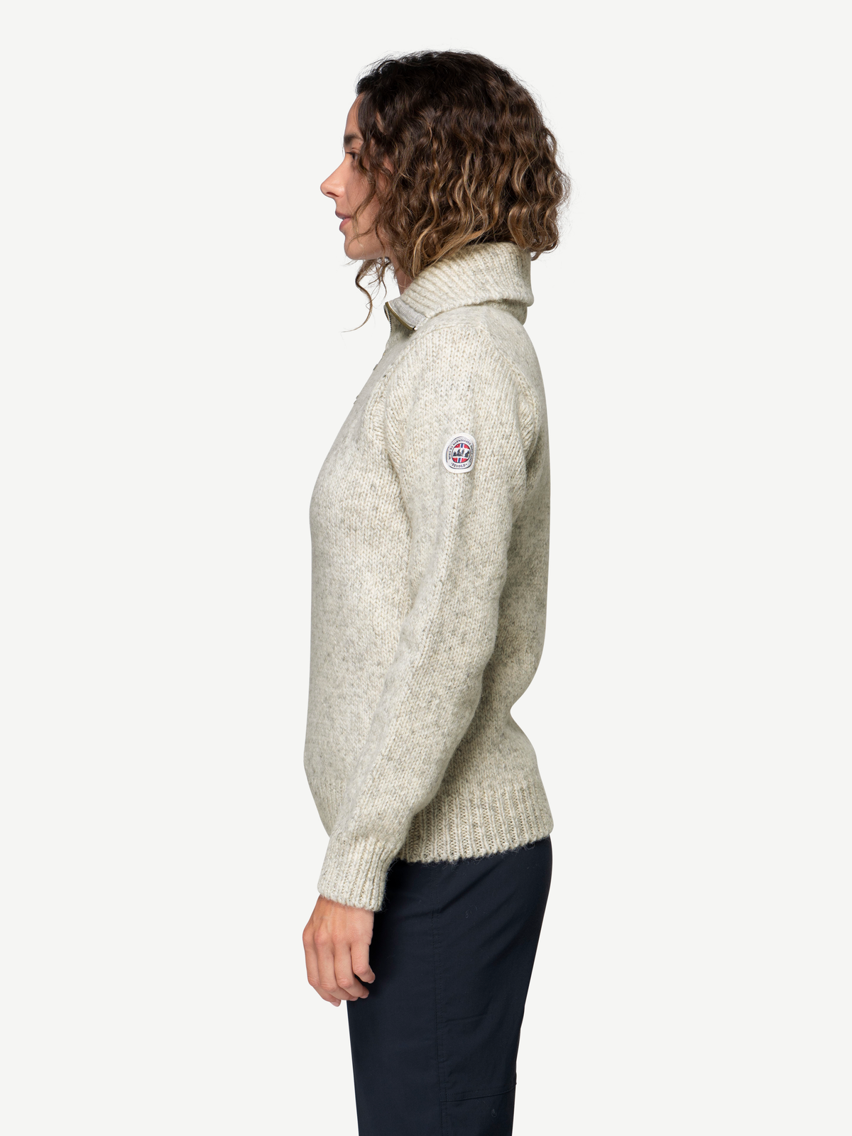 Devold NANSEN Zip-Wollpullover Unisex – GREY MELANGE – Studioansicht