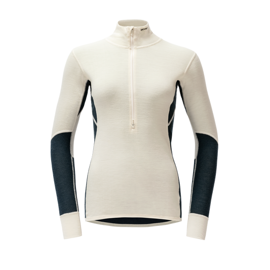 Devold WOOL MESH 190 Zip Neck Damen – INK-OFFWHITE – Packshot